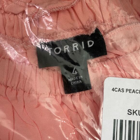 Torrid NWT Off-Shoulder Peasant Midi Dress - Challis Peach Size 4X Waist Tie - Picture 8 of 8